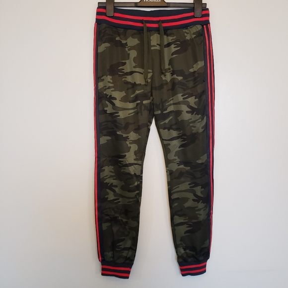 ⭐American Stitch 2 Piece Camo Green & Coral Stripe Zip Up Track Suit Size Small - Picture 10 of 16